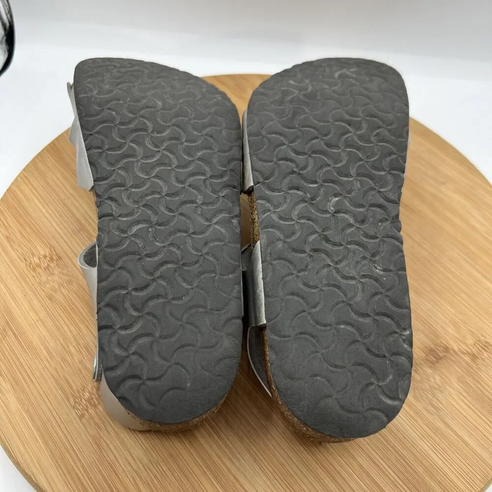 Birkenstock Rio Youth Size 3 Silver Cork Footbed Strap Open Toe Sandal Shoes